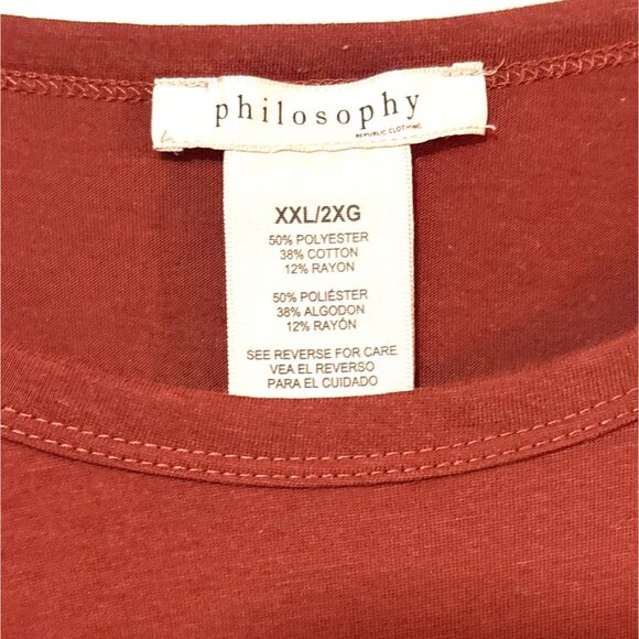 Philosophy Womens Rust Short Sleeve Top XXL/2XG Soft Blend Casual Wear 50% Polye - Picture 2 of 6